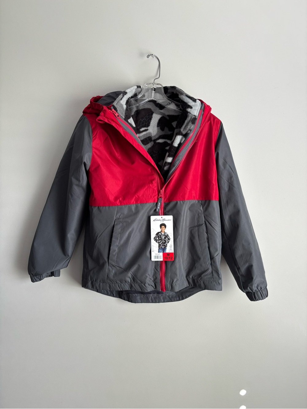 NWT- Boys Eddie Bauer 3 in 2 Kids Hooded Jacket - Cozy Lined Coat